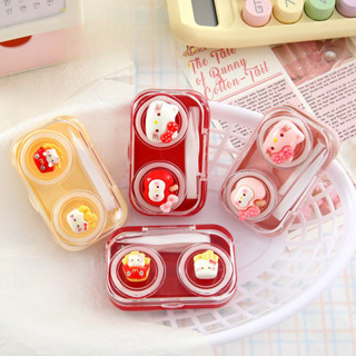 C31 กล่องใส่คอนแท็กเลนส์ ดีไซน์แอปเปิ้ลและแมวสุดน่ารัก สำหรั…