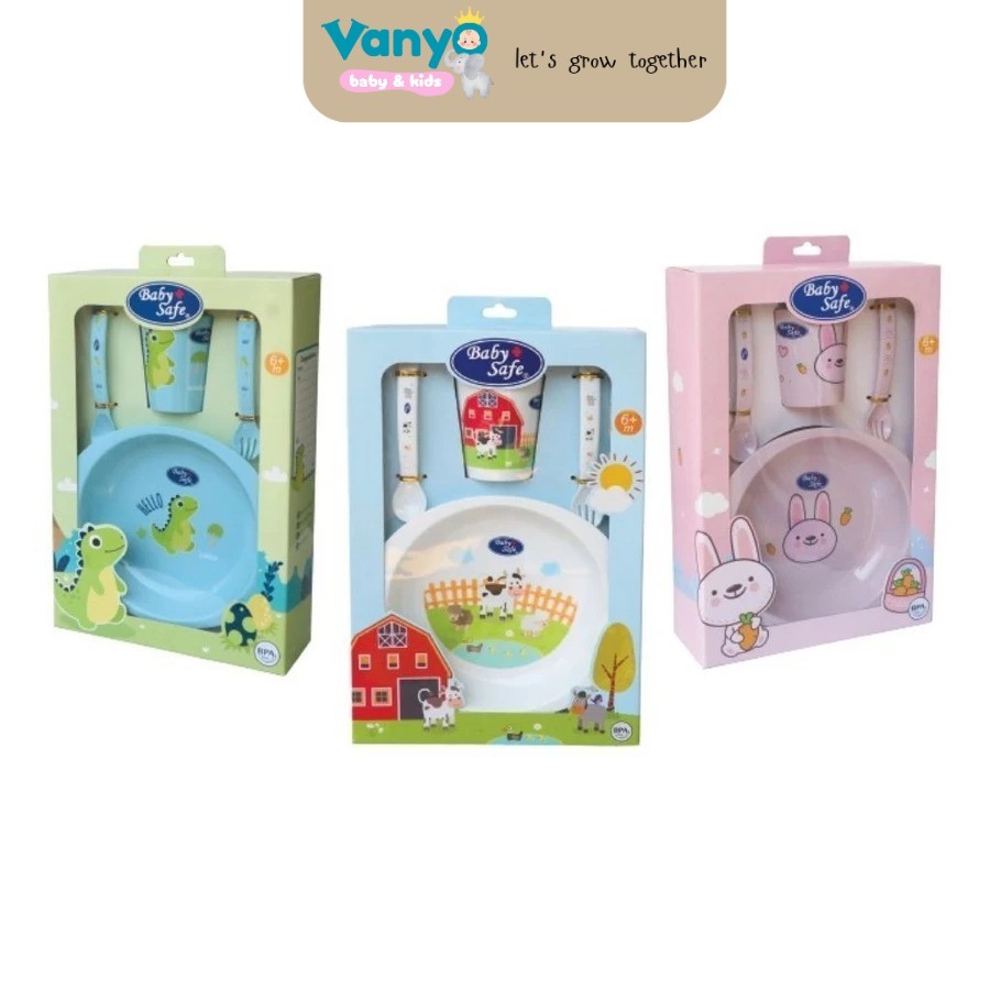 Baby Safe Feeding Set FS66 Baby MPASI Eating Utensils Set, ชามเด็กน่ารัก, ช้อน, แก้ว