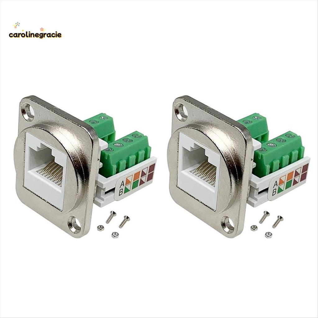 2PCS RJ45 แผง Mount สกรู Terminal อะแดปเตอร์, RJ45/8P8C หญิงแผง Mount Connector, RJ45 Solderless Ter
