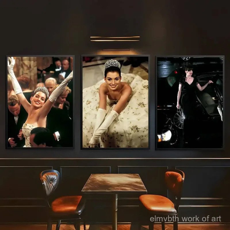 Anne Hathaway Actress โปสเตอร์ผนังสําหรับห้องนั่งเล่นบาร์ภาพวาดตกแต่งวินเทจ