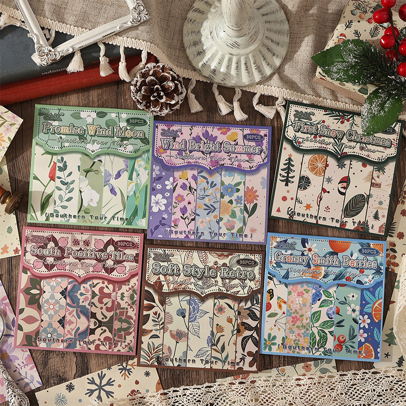 30 แผ่น Vintage Southern Tour Tine Series Non-sticky Notes Diary Deco DIY วัสดุกระดาษ