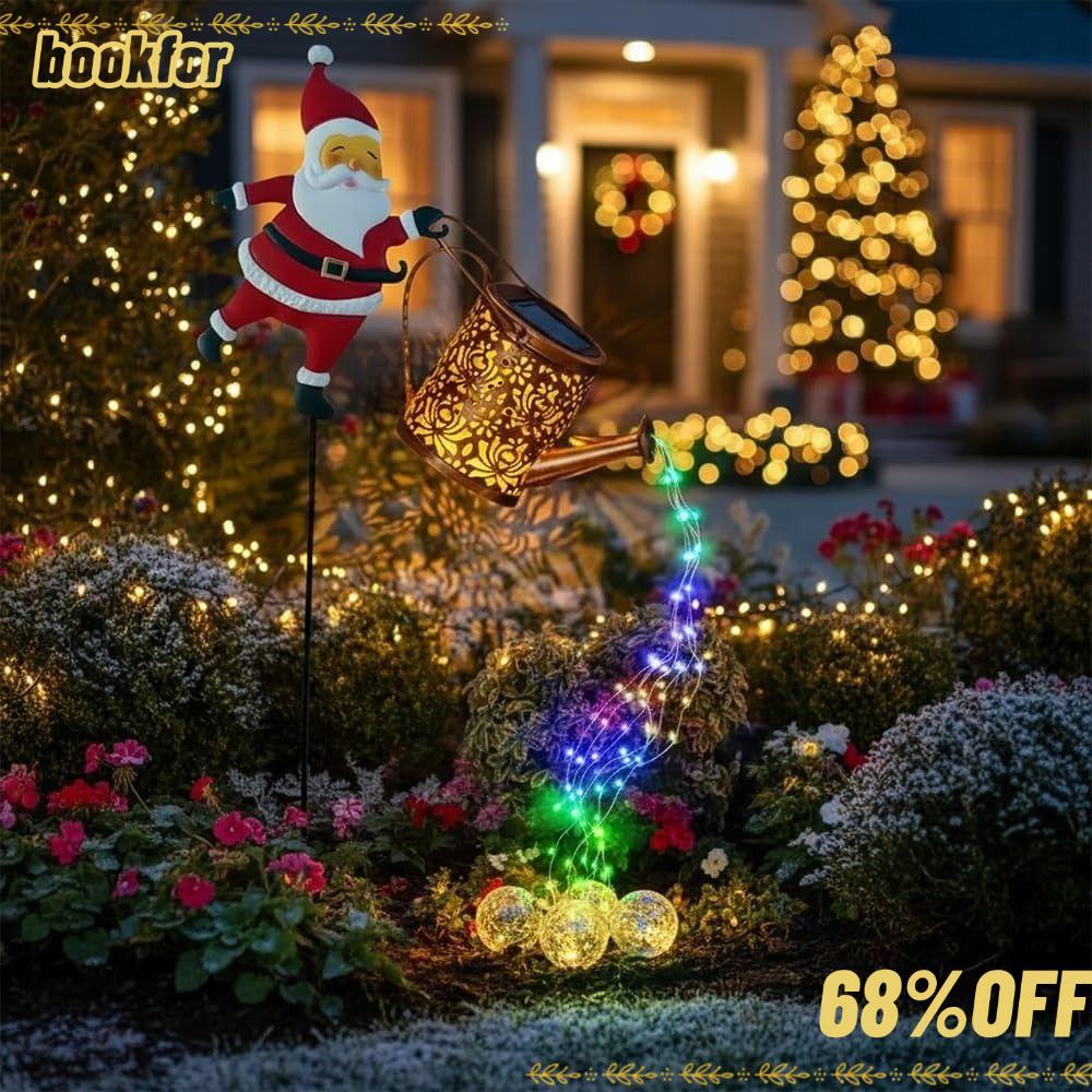 BOOKFOR ไฟตกแต่งคริสต์มาส กันน้ํา IP65 พร้อมไฟ LED สไตล์วินเทจบัวรดน้ําซานตาคลอส สำหรับสวนและสนามหญ้า