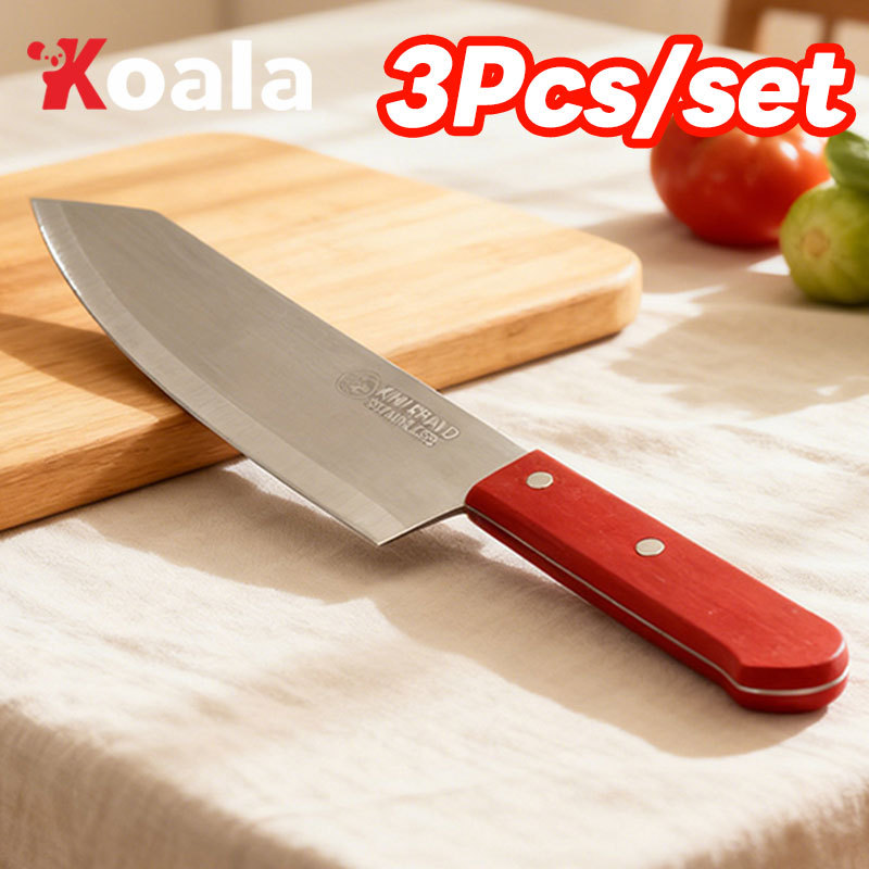 KOALA 3pcs/set มีดครัว KIWI สแตนเลสพรีเมียม ด้ามไม้ สำหรับหั่นเนื้อและผัก