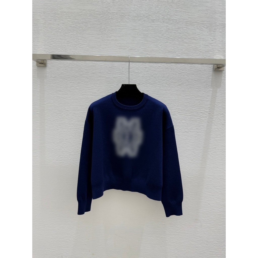 MaxMar * เสื้อสเวตเตอร์คอกลมแขนยาวตัวอักษรสีตัดกันต้นฤดูใบไม้ร่วง