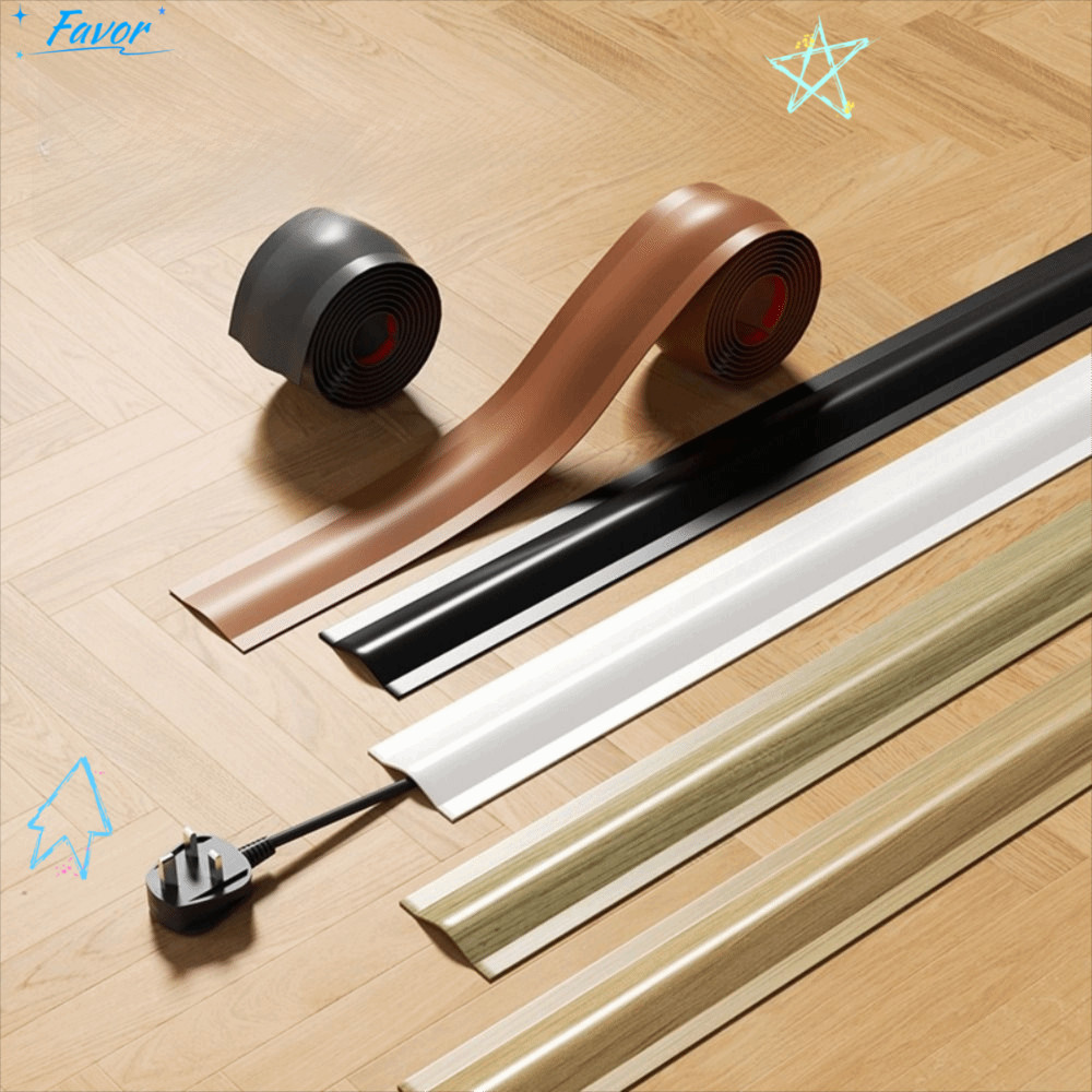 ฝาครอบสายไฟ FAVOR, ฝาครอบสายไฟ PVC ทนทาน, ฝาครอบสายเคเบิลพื้นแบบยืดหยุ่นแบบนุ่มแบบมีกาวในตัวคุณภาพสูงในร่ม