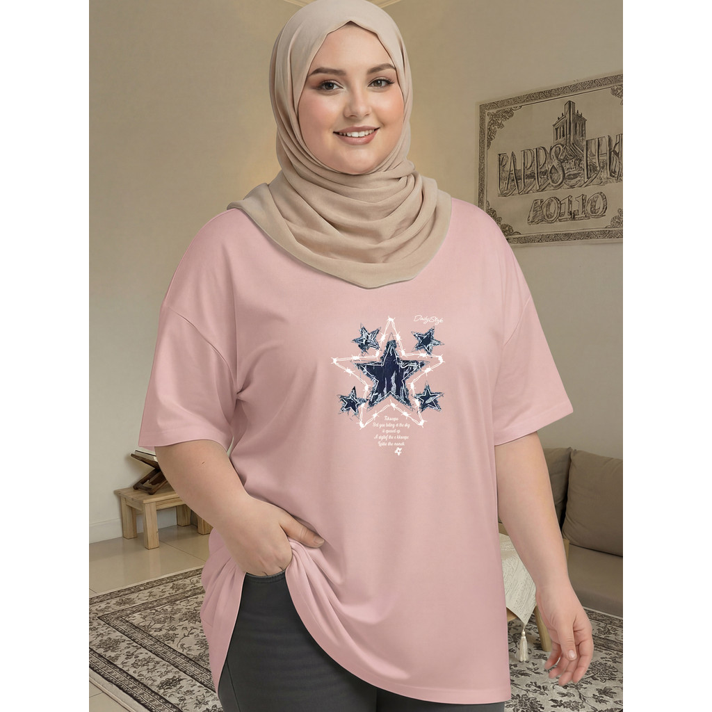 2Y352 [AIYOU] XL-5XL เสื้อยืดผู้หญิง PLUS ขนาด Tshirt ผู้หญิงสบายๆสไตล์เกาหลี Baju Perempuan เสื้อผ้