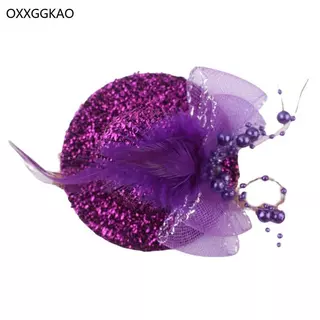 OXXGGKAO หมวก Fascinator สไตล์ปาร์ตี้ ประดับด้วยดอกไม้และกลิตเตอร์สำหรับสาวๆ