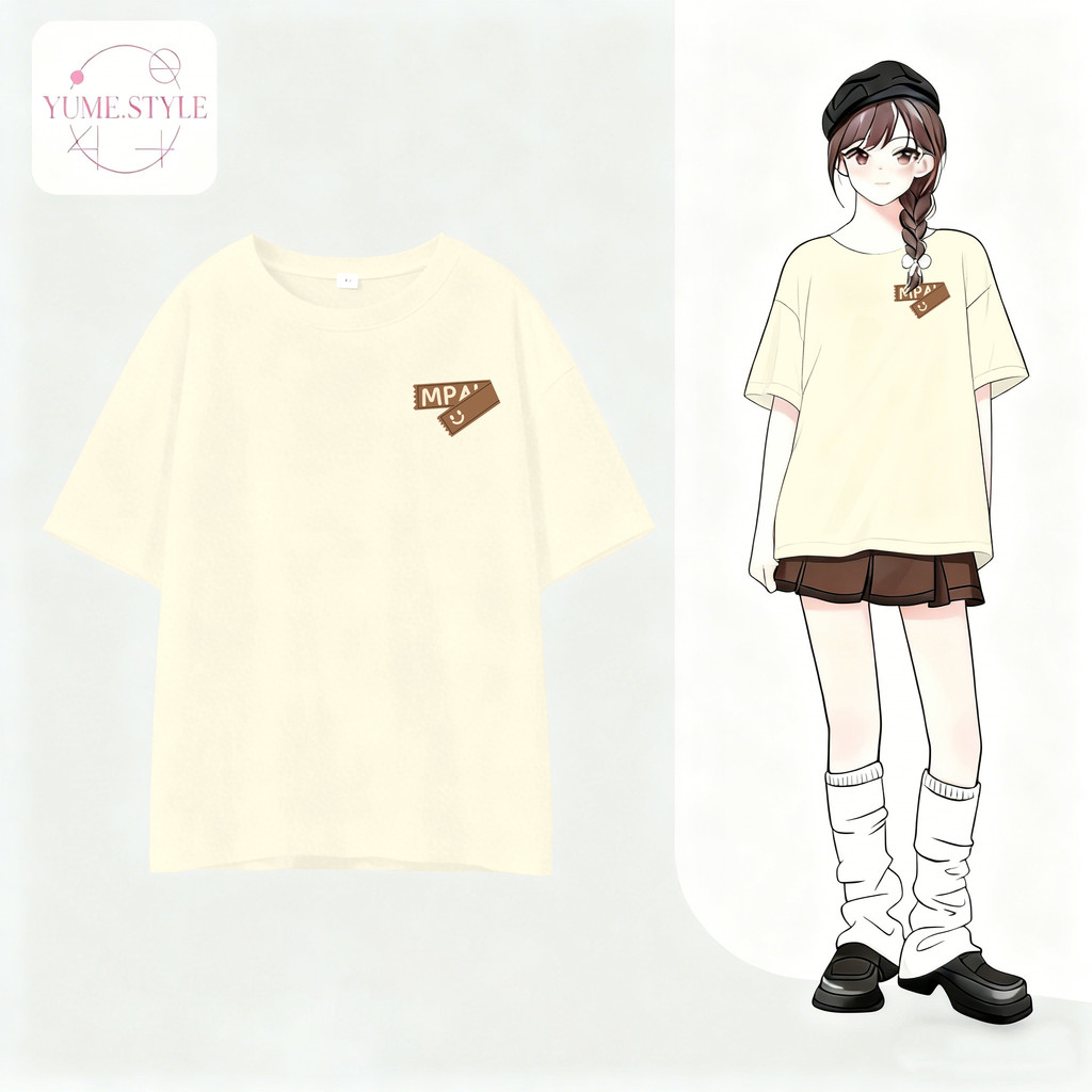 YUME🌸 สื้อยืด oversize เสื้อแฟชั่น เกาหลี โคตรนุ่ม ผ้าคอตตอน ลาย "Smile MPA" สินค้าใหม่ 2025