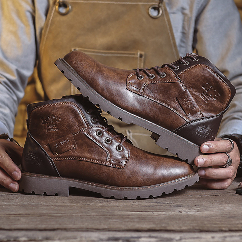 Martin Boots Shoes Retro British Style Mens Shoes Fashion High-Top Boots Tooling Style Boots