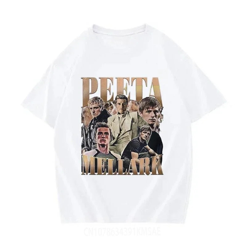 ผู้ชายผู้หญิงเสื้อยืด 90s Peta Mellark Vintage Graphic T เสื้อ Josh Hutcherson พิมพ์แขนสั้นเสื้อยืดก