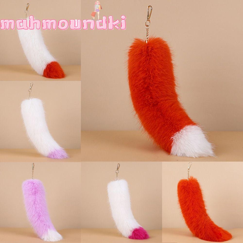 MAHMOUNDKI Therian Tail Bag Charms, Soft Plush ขนาดใหญ่ปุย Faux Fur Tail พวงกุญแจ, น่ารักหนา Warm FU