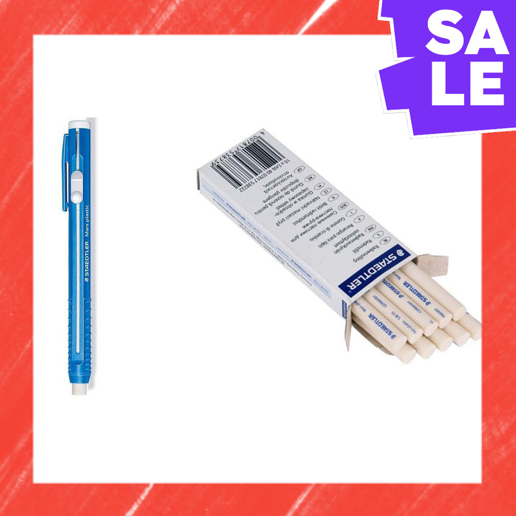 Direct From Japan Staedtler Stick Eraser Holder and Refill Eraser (Pack of 10) Set White