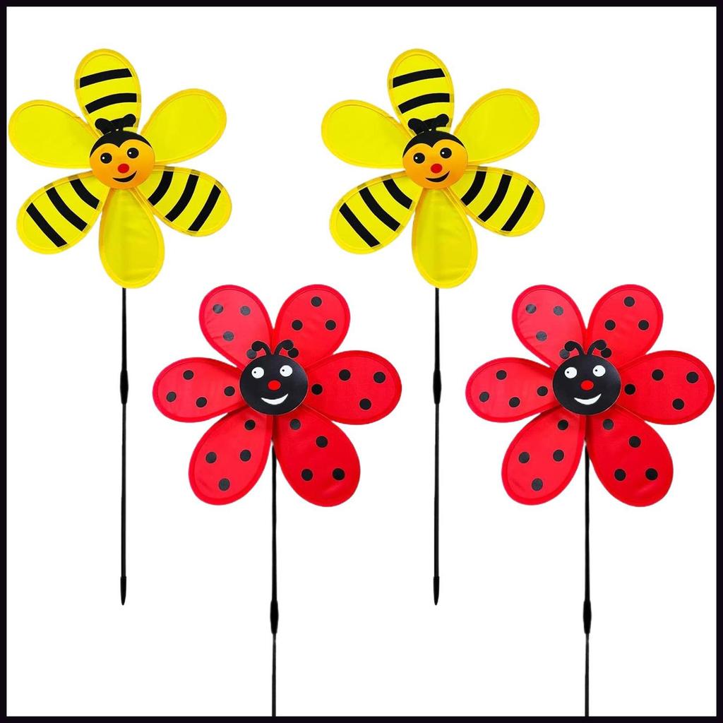 Wind Spinners กลางแจ้ง Pinwheel สําหรับสนามหญ้าตกแต่ง Ladybug และ Bee Windmill และ Pinwheel เครื่องป