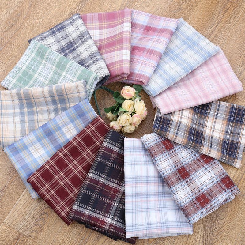 JK制服布料色织斜纹涤纶格子面料宋制裙旋裙小物件领结领带diyJK uniform fabric color woven twill polyester checkere QcVl0iW4Ft1124