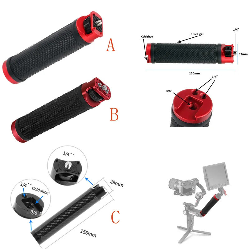 Handle Grip 1/4 3/8 รองเท้าเย็นสําหรับ Zhiyun Weebill S Weebill Lab Gimbal Handgrip สําหรับไมโครโฟน 