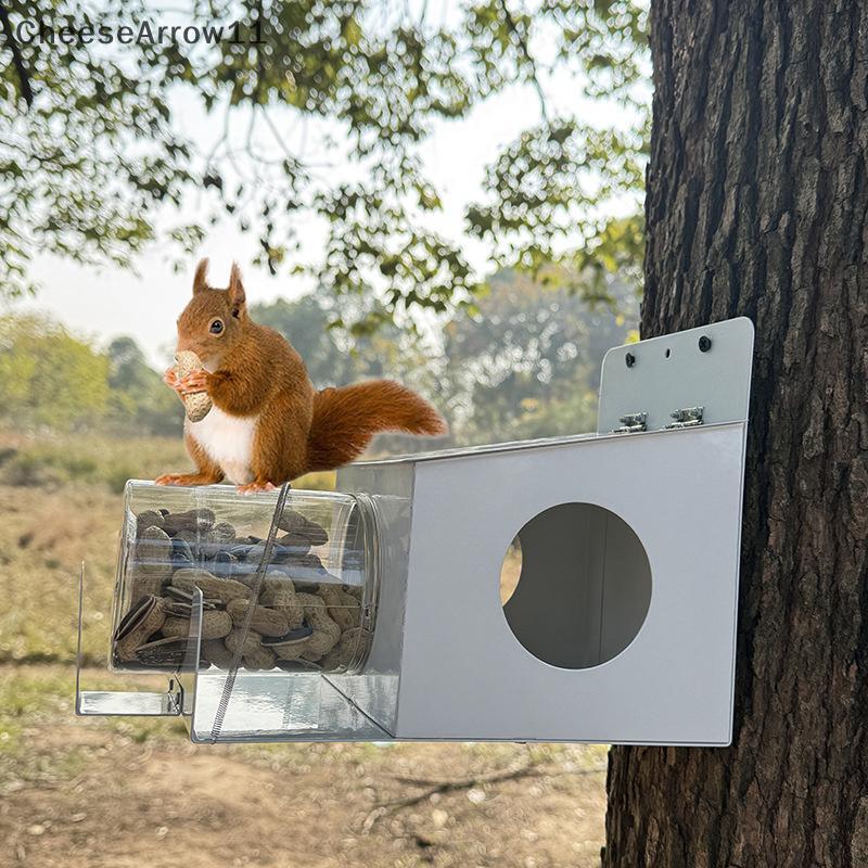 CHE Squirrel Feeder, Backyard Gallon Jar Squirrel Feeder สําหรับภายนอก,เพลิดเพลินไปกับกระรอกกินข้าวโ