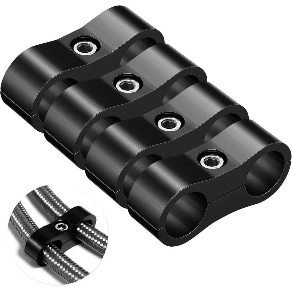 -6AN Hose Separator Clamp - Fuel line Mounting Clamps,Aluminum Hose Fitting Adapter, Great for 3/8 F