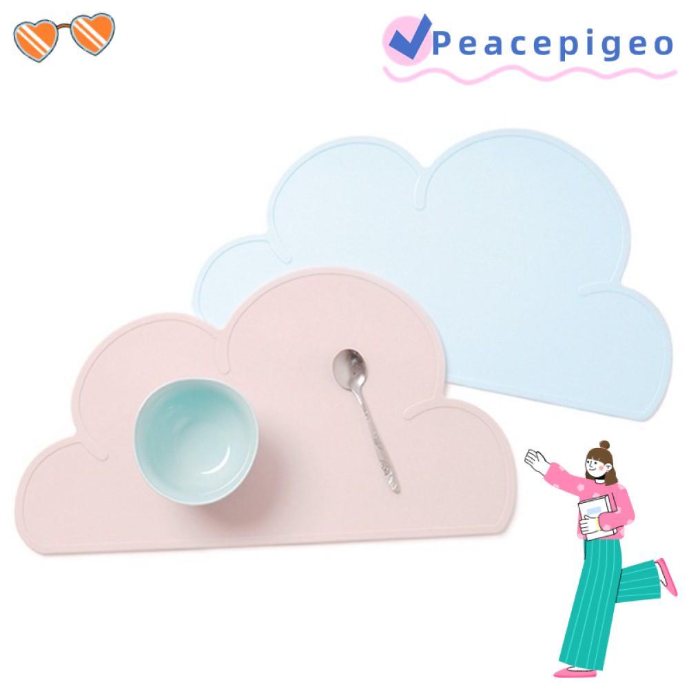 PEACEPIGEO แผ่นซิลิโคน, กันน้ําฉนวนกันความร้อนเด็ก Place Mat,ทําความสะอาดง่ายลื่น Cloud Shape เด็กแผ่น Mat อุปกรณ์ครัว