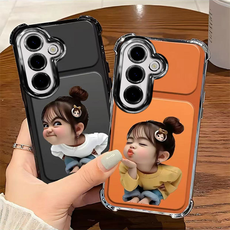 SAMSUNG ปลอก สําหรับ ซัมซุง ส24 เฟ การ์ตูนครอบคลุมเต็มรูปแบบหล่นหลักฐานที่น่าสนใจและน่ารักสาวปก ไฟฟ้า กล้องป้องกันซิลิโคนกรณีโทรศัพท์