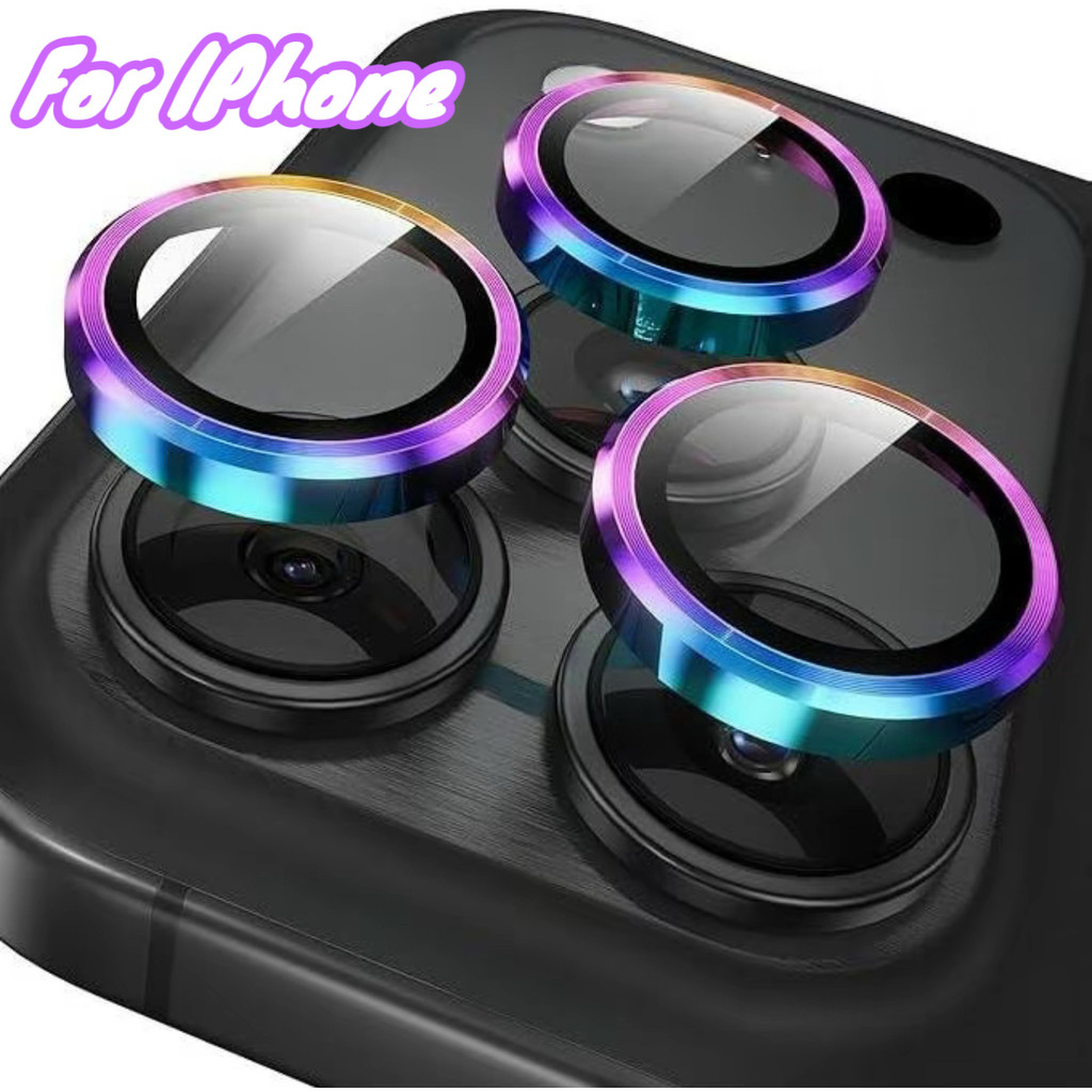 ฟิล์มกล้อง For iphone 17 17Air 17Pro 17Promax /16/15/14/13/12/11 Pro Promax วงแหวนขอบโลหะ ป้องกันฝาครอบเต็ม กระจกนิรภัย