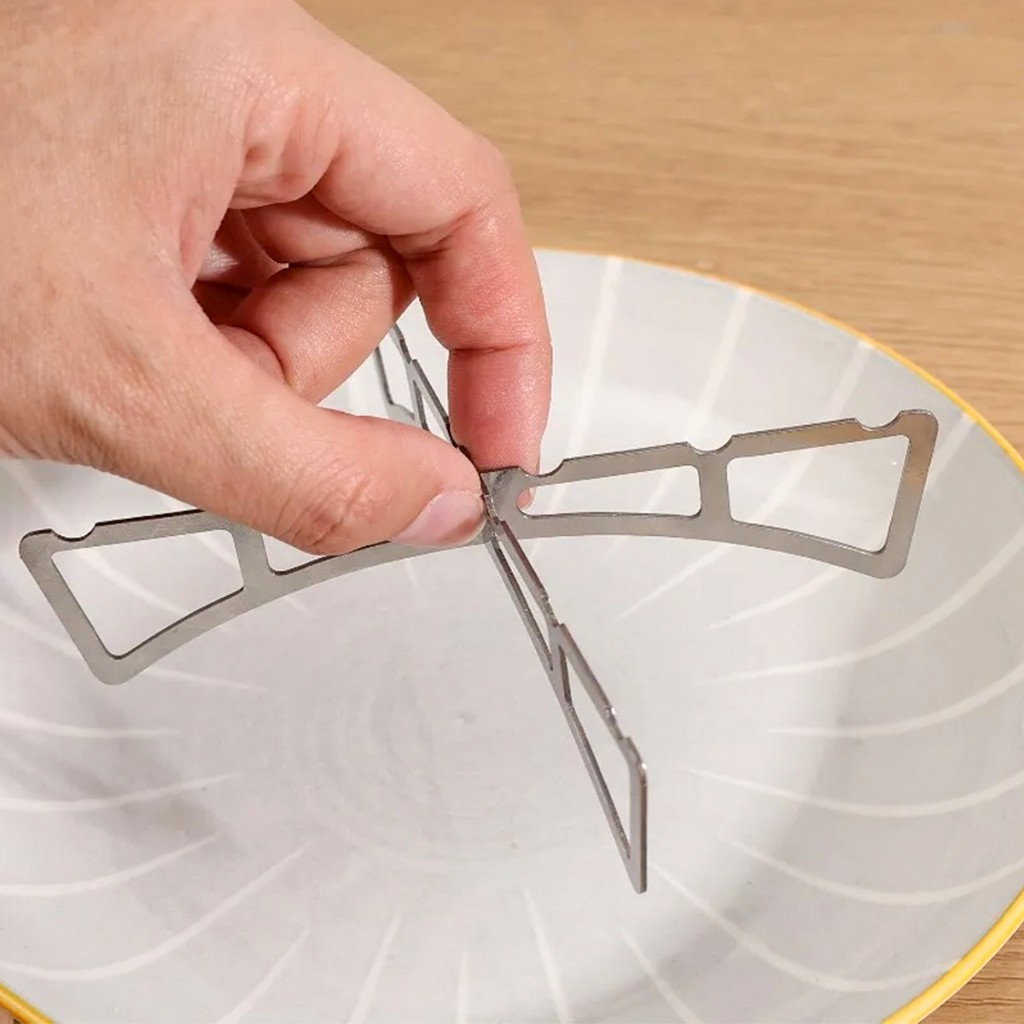 Lawan ตะแกรงนึ่งกางออกเป็นตัว X พับเก็บได้ มีขนาดเล็ก เบา พกพาสะดวก ขารองนึ่งเหมาะกับสายแคมป์ปิ้ง วัสดุสแตนเลส Pot Rack - รูปที่ 4