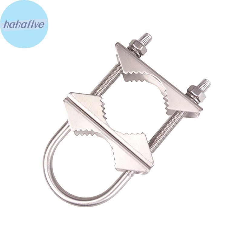 HAHA M6 U Bolts อุปกรณ์ติดตั้ง Heavy Duty Anti-Rust Mast Clamp V Block Mount Bracket Kit สําหรับนอกเสาอากาศบ้าน TH