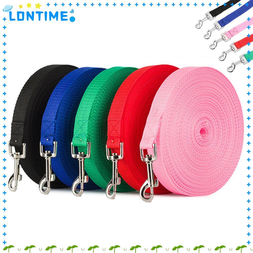 LONTIME สายจูงสุนัข สีสันสุนัขแมวเข็มขัดไนลอนยืดหยุ่นเชือกลาก