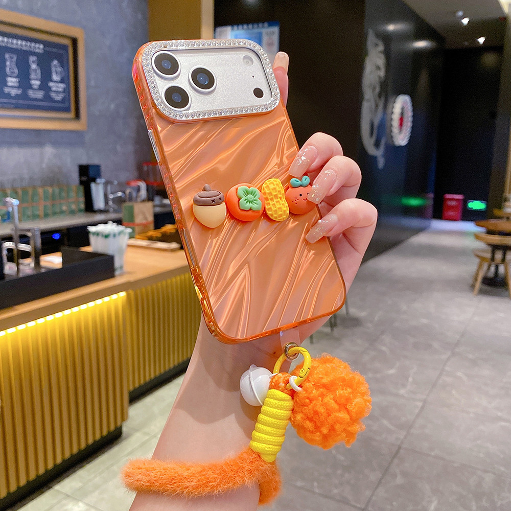 IMDสีส้มระลอกน้ําเคสโทรศัพท์สําหรับiPhone 17 15 16 14 13 12 11 Pro Maxแฟชั่นที่อุดมไปด้วยWishesฝาครอ