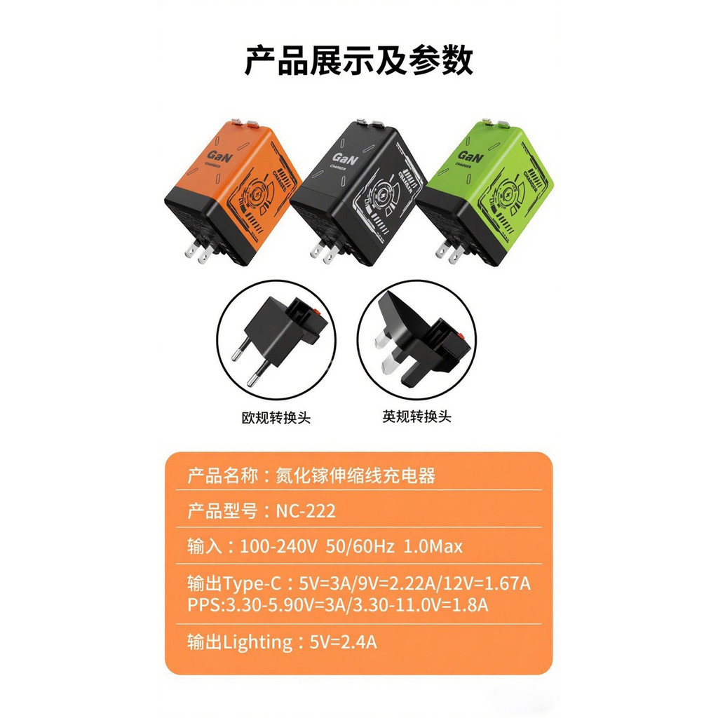 แบบพกพาสายคู่ GaN Wall Charger 120W High-Power Fast รูปที่ 8