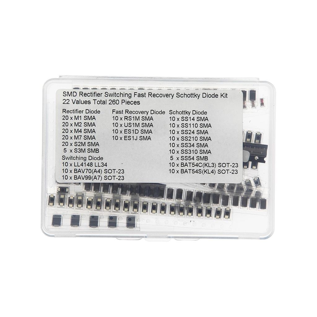 22 ค่ารวม 260 ชิ้น SMD Rectifier Diode Fast + Recovery Diode + Schottky Diode + ชุดไดโอดสลับ