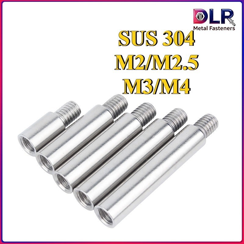 คอลัมน์เชื่อมทรงกระบอก สแตนเลส304 ติดตั้งมั่นคงด้วยการเชื่อม กั้นระยะคงที่ ขนาด M2-M4 [DLR-FC]