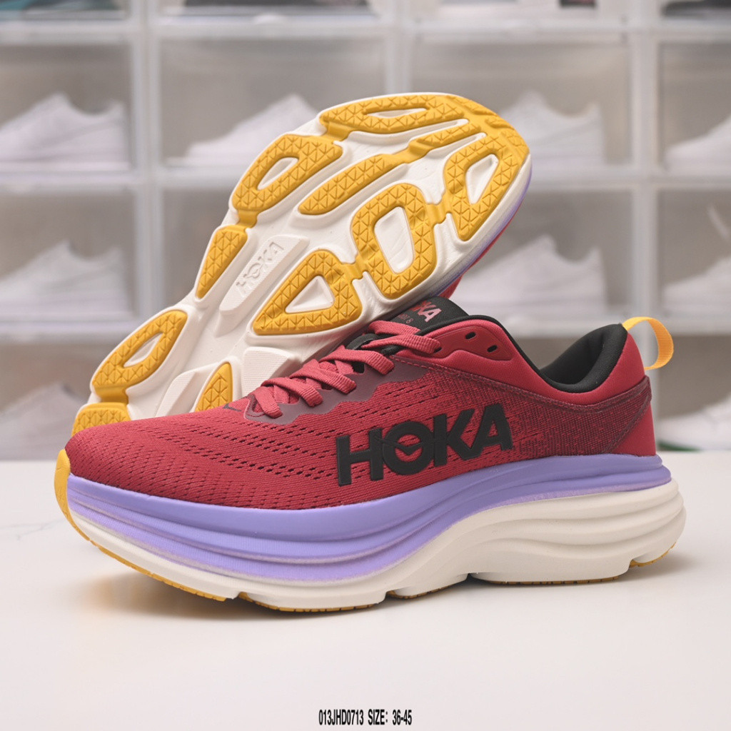 Hoka ONE ONE Bondi 8 รองเท้าวิ่งLow-Topสำหรับทั้งผู้ชายและผู้หญิง GC4E