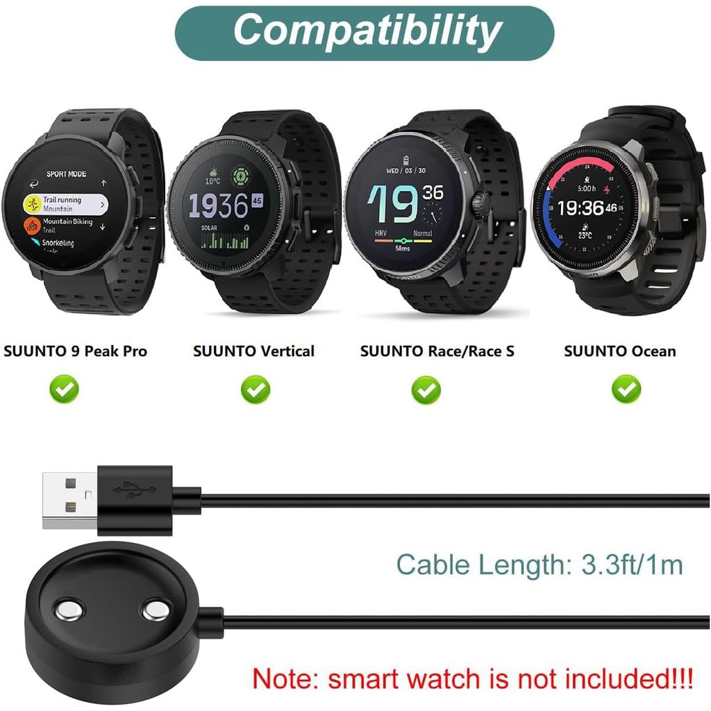 Charger Dock Compatible for SUUNTO 9 Peak Pro, Vertical, Race, Race S, Ocean Portable Magnetic Repla