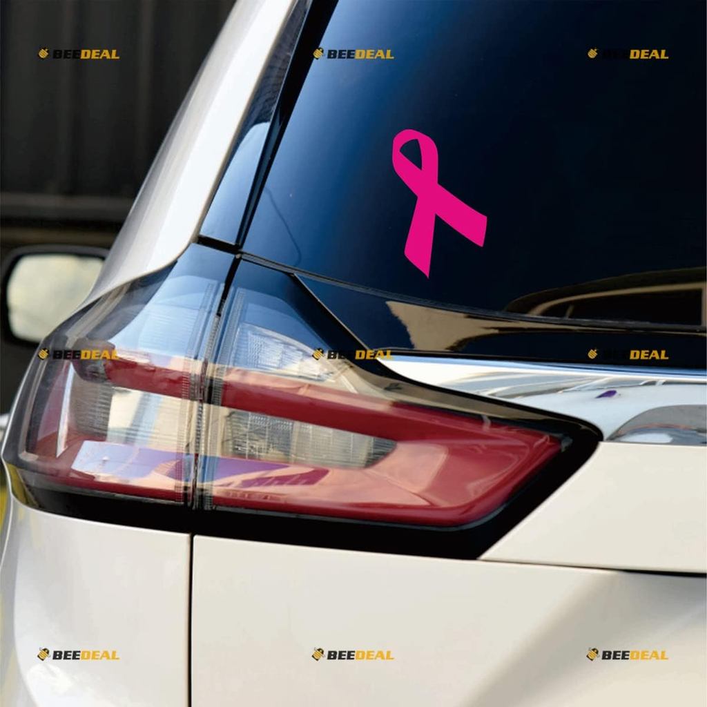 Pink Ribbon Symbol of Breast Cancer Awareness Decal Sticker Vinyl - 4 Pack, 2 Inches, 3 Inches, 4 In