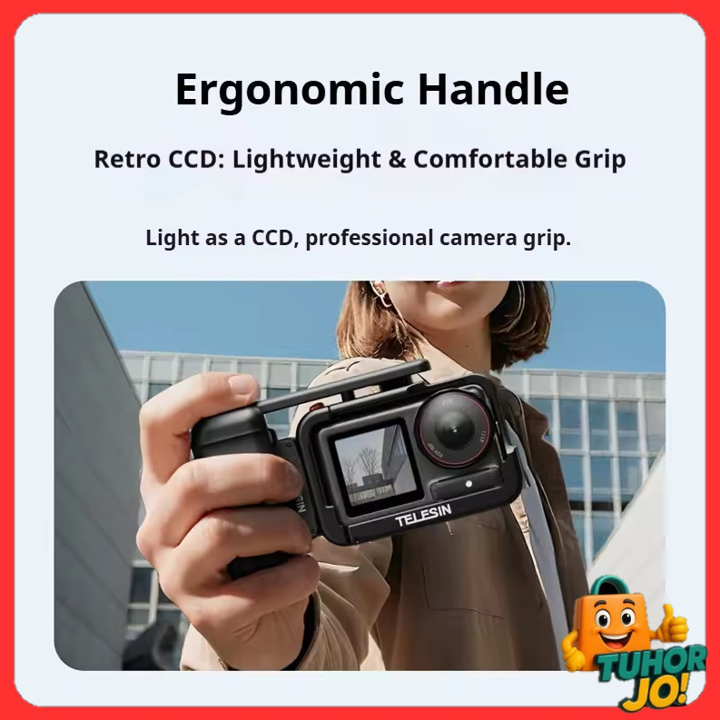 TELESIN ปลอกแฮนด์สําหรับ DJI Action 3/4/5/6 Pro และกรงโลหะ DJI - S6-FMS-24-DJ