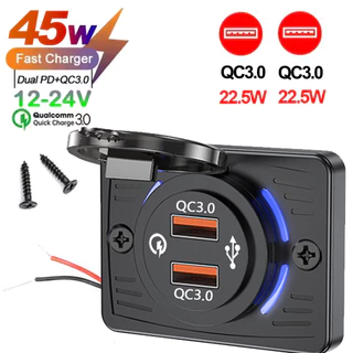 2 พอร์ต 12V RV USB Outlet QC 18W PD 30W Type-C Quick Charge & QC3.0 แผง Wall Mount อะแดปเตอร์ชาร์จสําหรับ Marine Bus ATV รถบรรทุก