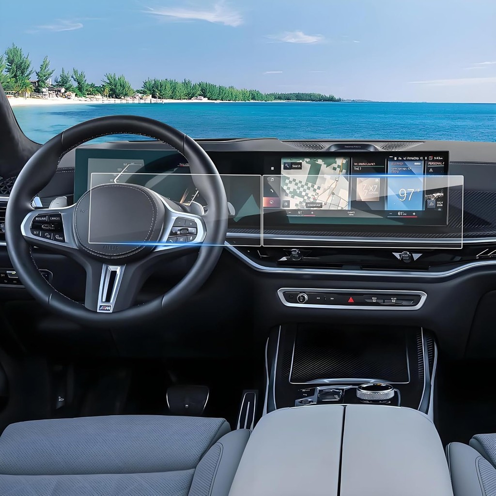 (4 แพ็ค) 2024 2025 2026 X5 X6 X7 XM ป้องกันหน้าจอสําหรับ BMW iDrive 8 (14.9 นิ้ว Navi + 2.3 นิ้ว Das