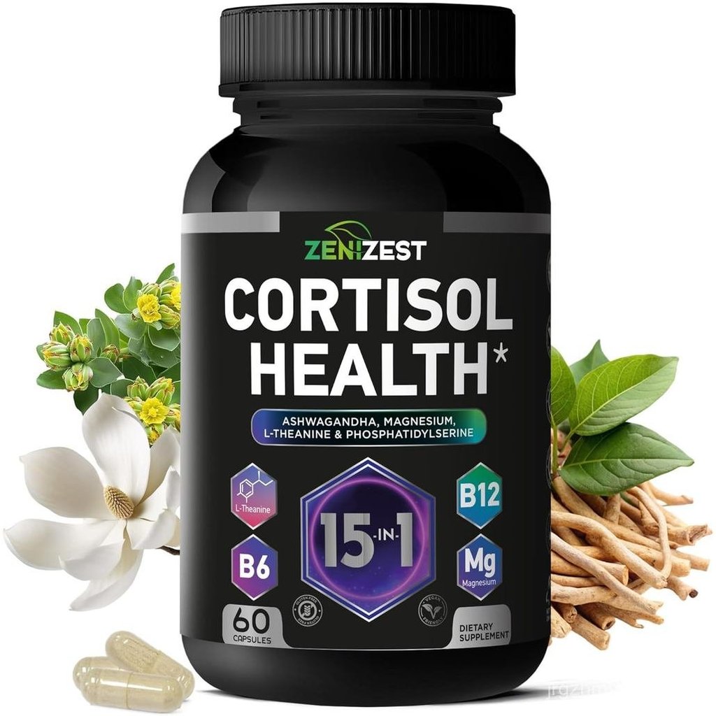 Cortisol อาหารเสริมดีท็อกซ์สําหรับผู้หญิงผู้ชาย - Control & Lower High Cortisol Level - Adrenal Heal
