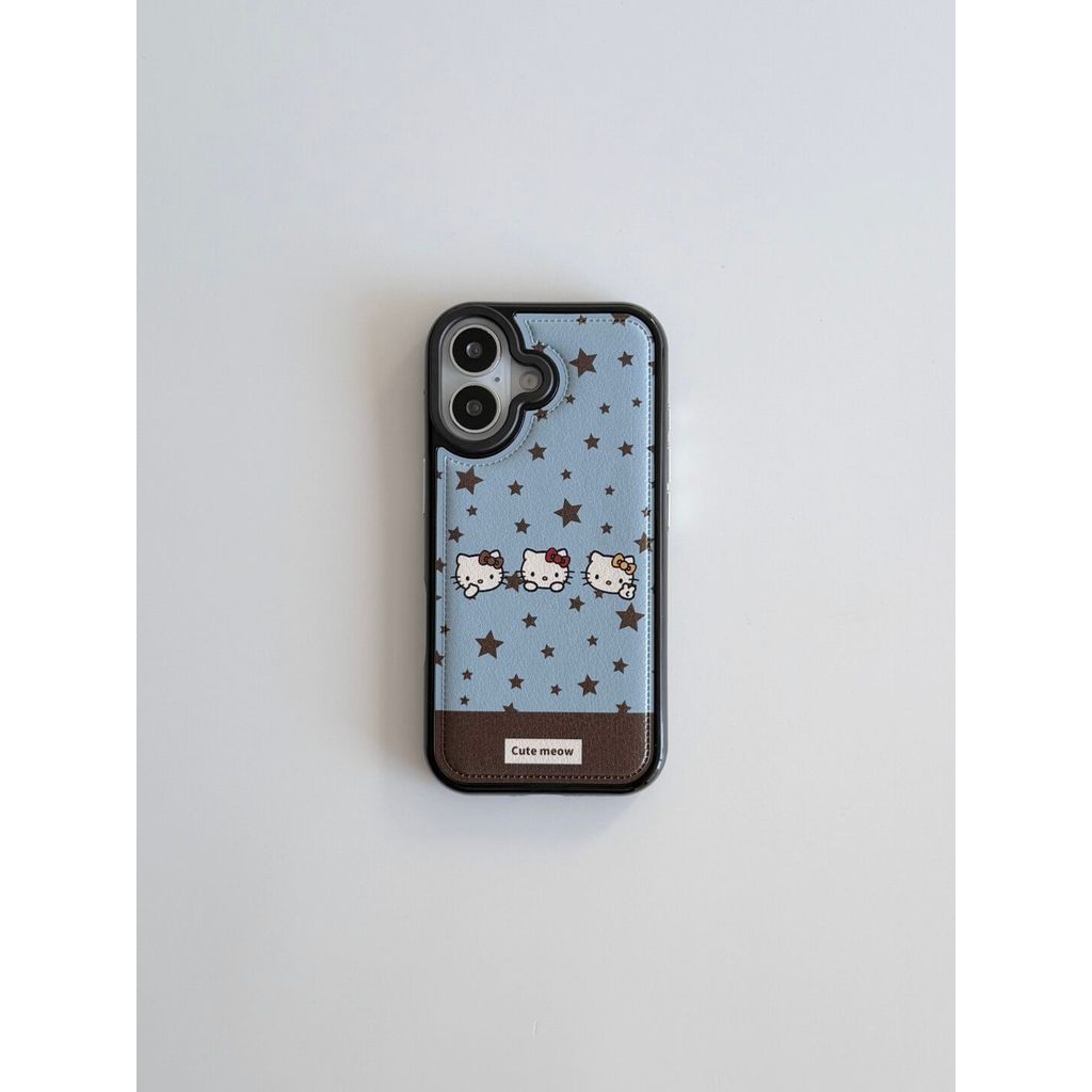 Star Hello Kitty เหมาะสําหรับ 17/16/15 iPhone 14/13/11 Leather Texture 12 เคสโทรศัพท์