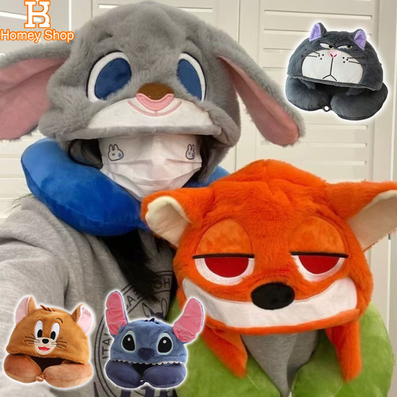 COD หมอนรองคอมีฮู้ด รูปทรงU นุ่มนิ่มสุดๆ ซุกหน้าได้สบาย พกพาง่าย สำหรับเดินทางไกล