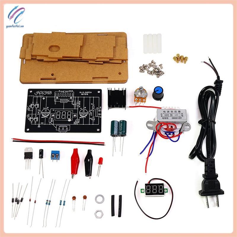 LM317 แหล่งจ่ายไฟควบคุมแบบปรับได้ DIY Kit LM317 ถึง DC 1.25-12V แหล่งจ่ายไฟที่เสถียร (พร้อมเชลล์)