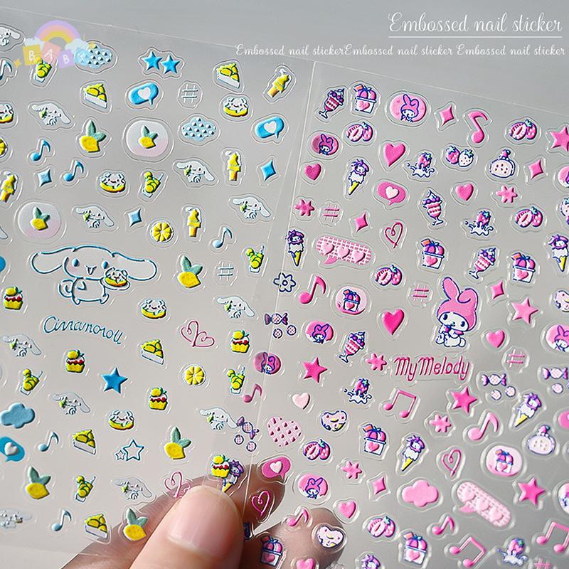 [BB-t] 2D Pixel Style Mini Sanrios HelloKitty Nails Art Sticker Multi Expressions Cute Nail Decal Sl