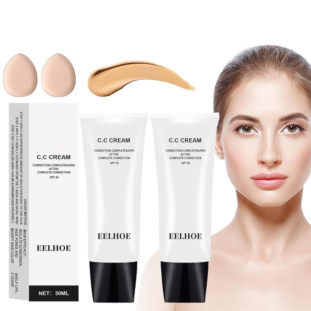 ปรับสีผิว CC Spf 50, การแก้ไขสี Self Adjusting for Mature, Moisturizing, Primer, คอนซีลเลอร์, Bright