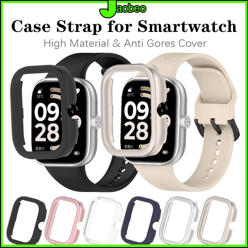 【เคส+สาย】สายยางซิลิโคนกีฬาอ่อน ฝาครอบแข็งวัสดุPC for Xiaomi Redmi Watch 6 5 4 เคสป้องกันฝากรู for Redmi Watch 6 5 4