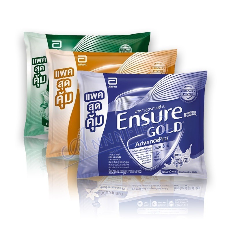2220 กรัม 2.2 Kg.(370x6) Ensure Gold AdvancePro / Gold HMB Sachet เอนชัวร์ สูตรโกลด์ แอดวานซ์โปร/เฮชเอ็มบี แบบถุงเติม