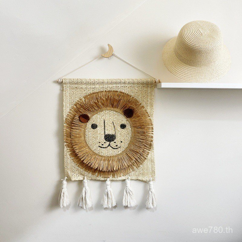 เครื่องประดับบ้านสิงโตเชือกฝ้ายเสื้อผ้าเด็กอุปกรณ์ประกอบฉากผนังสไตล์นอร์ดิกที่ทําด้วยมือห้องเด็กนุ่ม