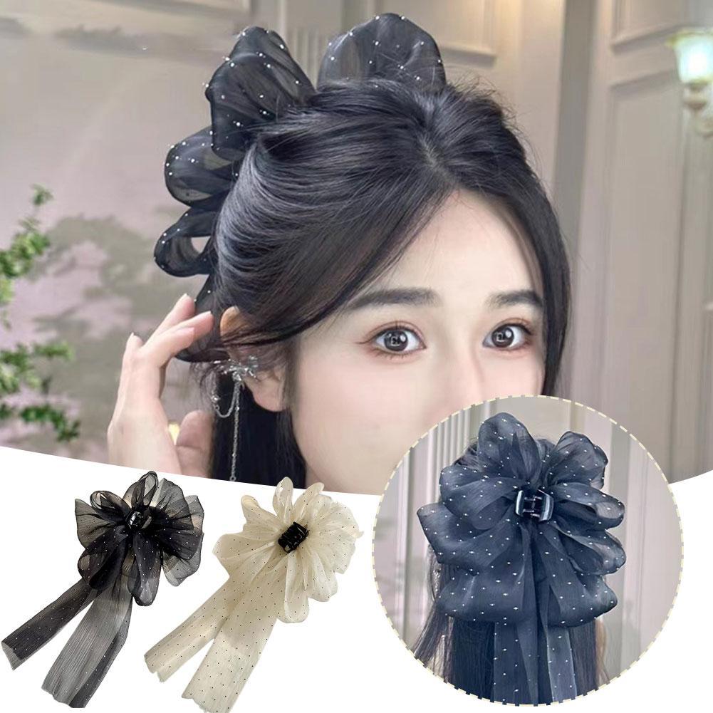 Black Cloud Clip Mourning Mesh Bow Queen Mourning เครื่องประดับผมสําหรับงานศพ U4a7