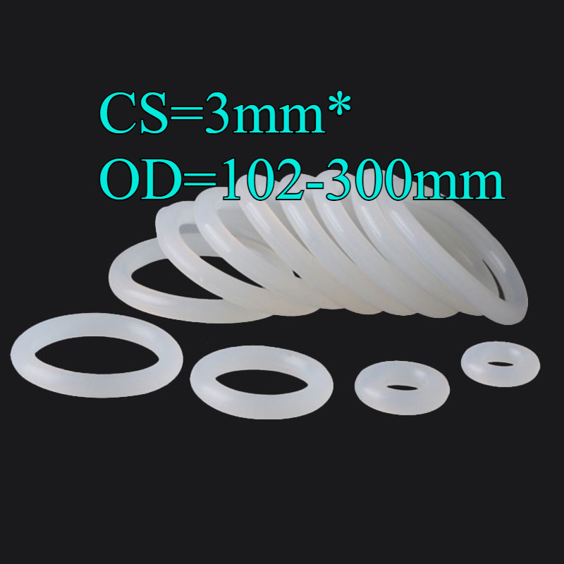 O-ring ประเก็น CS3mm * OD102-300mm O-ring แหวนซิลิโคนสีขาวซีลเกรดอาหารแหวนยางกันน้ําปะเก็นยืดหยุ่นHN