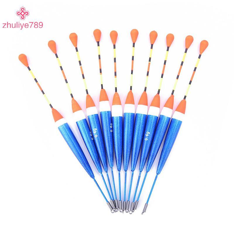 <จูลี่เย่789> 10ชิ้นคละไซส์ตกปลากลางแจ้งล่อลอยบ๊อบเบอร์ตะขอสลิปปลาดริฟท์ดี