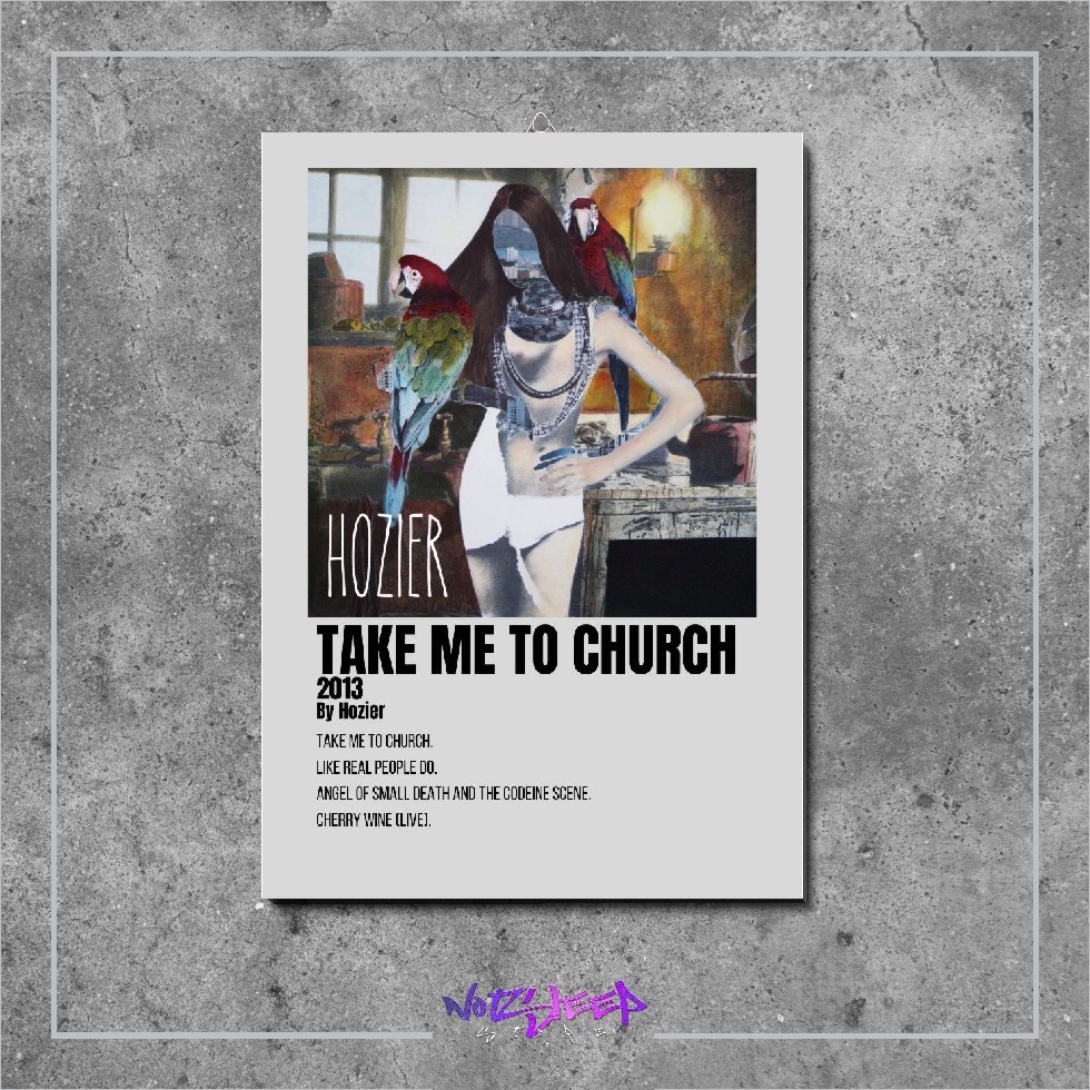 โปสเตอร์ติดผนังไม้ปกเพลงอัลบั้มโปสเตอร์ Take Me To Church โดย Hozier